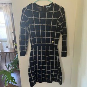 Draper James Long Sleeve Checkered Sweater Dress